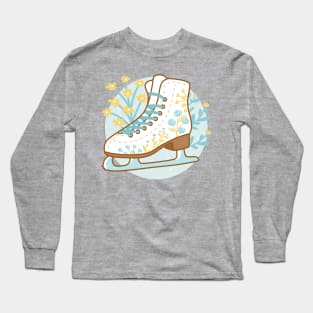 Ice Skate and Flowers Long Sleeve T-Shirt